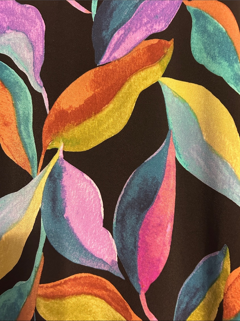 Susan Graver Multicolor Leaf-Print Ruffle-Sleeve Tunic - Picture 4 of 5